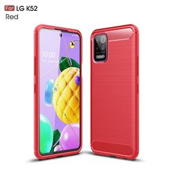 Luxury Carbon Fiber Brushed Wire Drawing Silicone TPU Back Cover for LG K52 K62 Q52 - Red