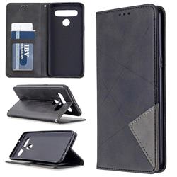 Prismatic Slim Magnetic Sucking Stitching Wallet Flip Cover for LG K61 - Black