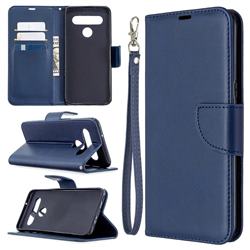 Classic Sheepskin PU Leather Phone Wallet Case for LG K61 - Blue