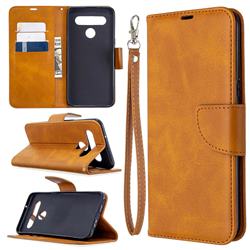 Classic Sheepskin PU Leather Phone Wallet Case for LG K61 - Yellow