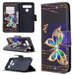 Golden Shining Butterfly Leather Wallet Case for LG K61