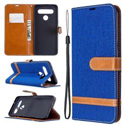 Jeans Cowboy Denim Leather Wallet Case for LG K61 - Sapphire