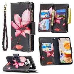 Lotus Flower Binfen Color BF03 Retro Zipper Leather Wallet Phone Case for LG K61
