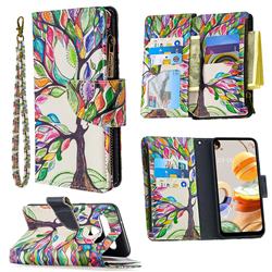 The Tree of Life Binfen Color BF03 Retro Zipper Leather Wallet Phone Case for LG K61
