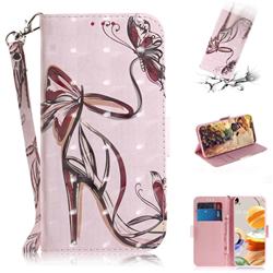 Butterfly High Heels 3D Painted Leather Wallet Phone Case for LG K61