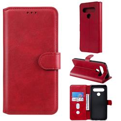 Retro Calf Matte Leather Wallet Phone Case for LG K61 - Red
