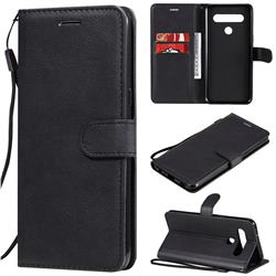 Retro Greek Classic Smooth PU Leather Wallet Phone Case for LG K61 - Black