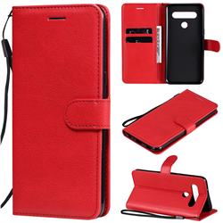 Retro Greek Classic Smooth PU Leather Wallet Phone Case for LG K61 - Red
