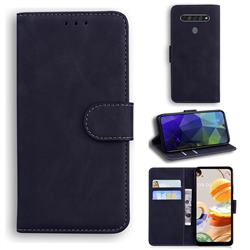 Retro Classic Skin Feel Leather Wallet Phone Case for LG K61 - Black