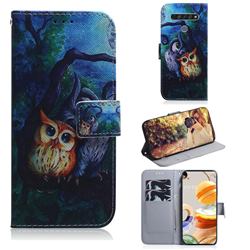 Oil Painting Owl PU Leather Wallet Case for LG K61