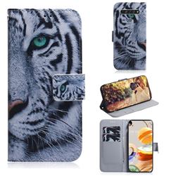 White Tiger PU Leather Wallet Case for LG K61