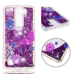 Purple Flower Butterfly Dynamic Liquid Glitter Quicksand Soft TPU Case for LG K7