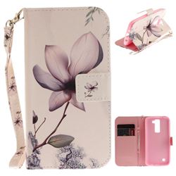 Magnolia Flower Hand Strap Leather Wallet Case for LG K8