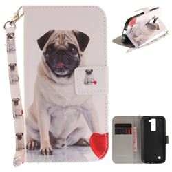 Pug Dog Hand Strap Leather Wallet Case for LG K8