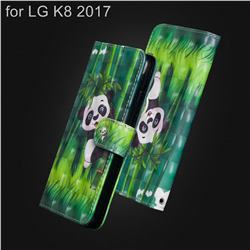 Climbing Bamboo Panda 3D Painted Leather Wallet Case for LG K8 2017 M200N EU Version (5.0 inch)