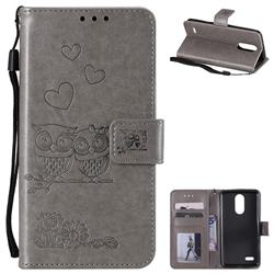 Embossing Owl Couple Flower Leather Wallet Case for LG K8 2017 M200N EU Version (5.0 inch) - Gray