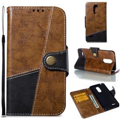 Retro Magnetic Stitching Wallet Flip Cover for LG K8 2017 M200N EU Version (5.0 inch) - Brown