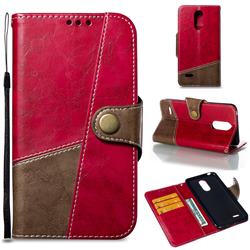 Retro Magnetic Stitching Wallet Flip Cover for LG K8 2017 M200N EU Version (5.0 inch) - Rose Red