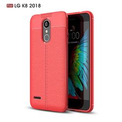 Luxury Auto Focus Litchi Texture Silicone TPU Back Cover for LG K8 (2018) / LG K9 - Red