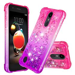 Rainbow Gradient Liquid Glitter Quicksand Sequins Phone Case for LG K8 (2018) - Pink Purple