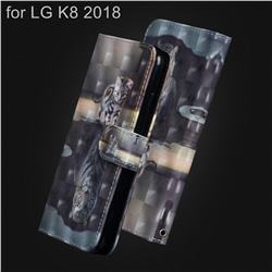 Tiger and Cat 3D Painted Leather Wallet Case for LG K8 (2018) / LG K9