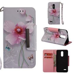 Pearl Flower Big Metal Buckle PU Leather Wallet Phone Case for LG K8 (2018) / LG K9