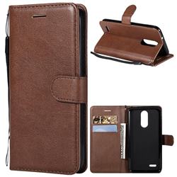 Retro Greek Classic Smooth PU Leather Wallet Phone Case for LG K8 (2018) / LG K9 - Brown