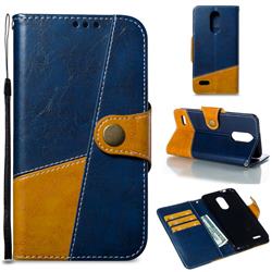 Retro Magnetic Stitching Wallet Flip Cover for LG K8 (2018) - Blue