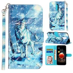 Snow Wolf 3D Leather Phone Holster Wallet Case for LG K8 (2018)