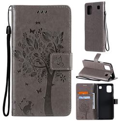 Embossing Butterfly Tree Leather Wallet Case for LG K92 5G - Grey