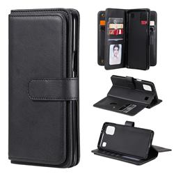Multi-function Ten Card Slots and Photo Frame PU Leather Wallet Phone Case Cover for LG K92 5G - Black