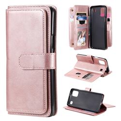 Multi-function Ten Card Slots and Photo Frame PU Leather Wallet Phone Case Cover for LG K92 5G - Rose Gold