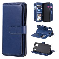 Multi-function Ten Card Slots and Photo Frame PU Leather Wallet Phone Case Cover for LG K92 5G - Dark Blue