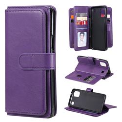 Multi-function Ten Card Slots and Photo Frame PU Leather Wallet Phone Case Cover for LG K92 5G - Violet