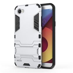 Armor Premium Tactical Grip Kickstand Shockproof Dual Layer Rugged Hard Cover for LG Q6 (LG G6 Mini) - Silver
