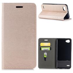 Tree Bark Pattern Automatic suction Leather Wallet Case for LG Q6 (LG G6 Mini) - Champagne Gold