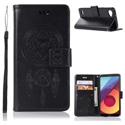 Intricate Embossing Owl Campanula Leather Wallet Case for LG Q6 (LG G6 Mini) - Black