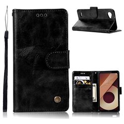 Luxury Retro Leather Wallet Case for LG Q6 (LG G6 Mini) - Black