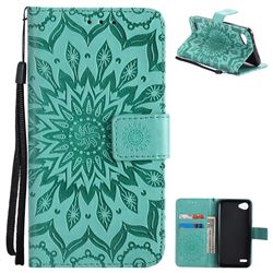 Embossing Sunflower Leather Wallet Case for LG Q6 (LG G6 Mini) - Green