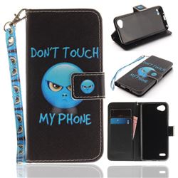 Not Touch My Phone Hand Strap Leather Wallet Case for LG Q6 (LG G6 Mini)