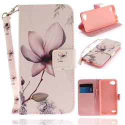 Magnolia Flower Hand Strap Leather Wallet Case for LG Q6 (LG G6 Mini)