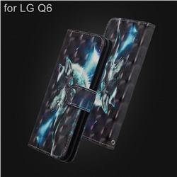 Snow Wolf 3D Painted Leather Wallet Case for LG Q6 (LG G6 Mini)