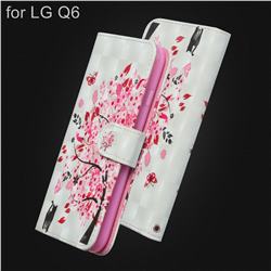 Tree and Cat 3D Painted Leather Wallet Case for LG Q6 (LG G6 Mini)