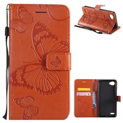 Embossing 3D Butterfly Leather Wallet Case for LG Q6 (LG G6 Mini) - Orange