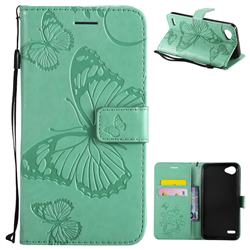 Embossing 3D Butterfly Leather Wallet Case for LG Q6 (LG G6 Mini) - Green