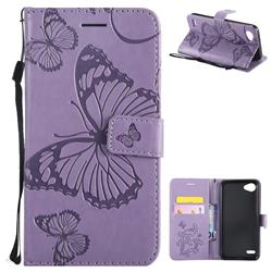 Embossing 3D Butterfly Leather Wallet Case for LG Q6 (LG G6 Mini) - Purple