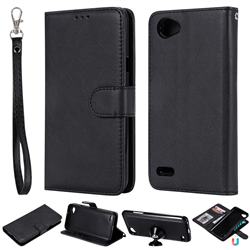 Retro Greek Detachable Magnetic PU Leather Wallet Phone Case for LG Q6 (LG G6 Mini) - Black