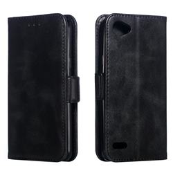 Retro Classic Calf Pattern Leather Wallet Phone Case for LG Q6 (LG G6 Mini) - Black