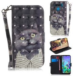 Cat Embrace 3D Painted Leather Wallet Phone Case for LG Q60