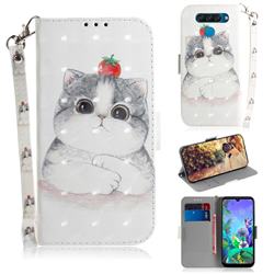 Cute Tomato Cat 3D Painted Leather Wallet Phone Case for LG Q60